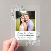 Invitations En Acrylique Eucalyptus et mariage de la lavande Enregistrer la (In situ (ordinateur de poche))