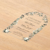 Invitations En Acrylique Eucalyptus Ferns Fleurs blanches Emplacements Surn (Poser)