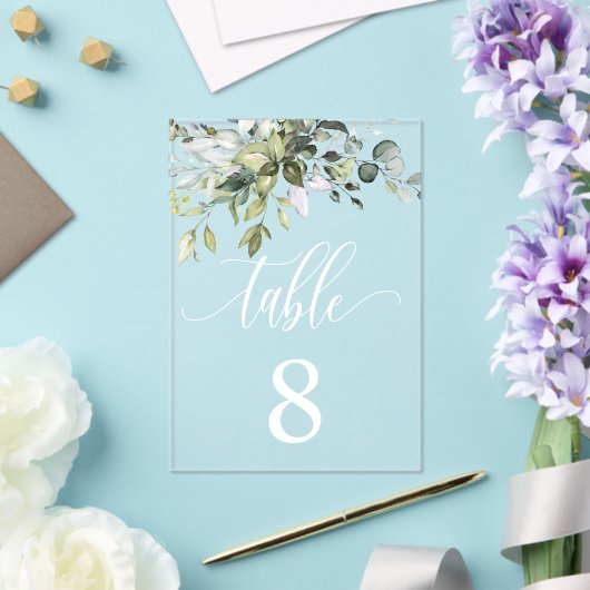 Invitations En Acrylique Eucalyptus Feuille Mariage événement assis carte t (Insitu (Mariage))