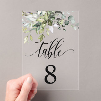 Invitations En Acrylique Eucalyptus Feuille Mariage événement assis carte t