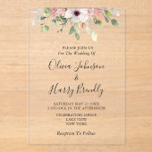 Invitations En Acrylique Eucalyptus Floral Mariage (Recto)