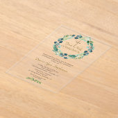 Invitations En Acrylique Eucalyptus Foliage Wreath Cross Garçon Sainte Comm (Poser)