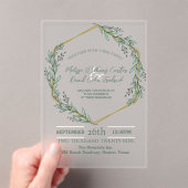 Invitations En Acrylique Eucalyptus géométrique Mariage de verdure botaniqu (In situ (ordinateur de poche))