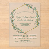 Invitations En Acrylique Eucalyptus géométrique Mariage de verdure botaniqu (Recto)