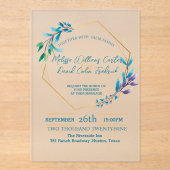 Invitations En Acrylique Eucalyptus géométrique Mariage de verdure botaniqu (Recto)