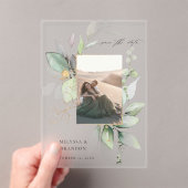Invitations En Acrylique Eucalyptus Glow Photo verticale Enregistrer la dat (In situ (ordinateur de poche))