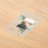 Invitations En Acrylique Eucalyptus Glow Photo verticale Enregistrer la dat (Poser)