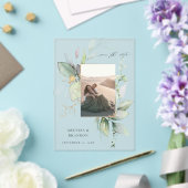 Invitations En Acrylique Eucalyptus Glow Photo verticale Enregistrer la dat (Insitu (Mariage))