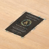 Invitations En Acrylique Eucalyptus Gold Ampersand Black Wedding (Poser)
