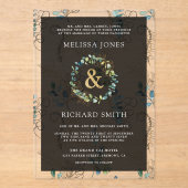 Invitations En Acrylique Eucalyptus Gold Ampersand Black Wedding (Recto)