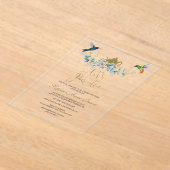 Invitations En Acrylique Eucalyptus Hummingbirds Boy Tea Baby shower (Poser)