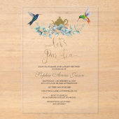 Invitations En Acrylique Eucalyptus Hummingbirds Boy Tea Baby shower (Recto)