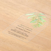 Invitations En Acrylique  Eucalyptus leaves green water wedding  (Poser)