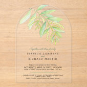 Invitations En Acrylique  Eucalyptus leaves green water wedding  (Recto)