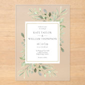 Invitations En Acrylique Eucalyptus Mariage d'aquarelle botanique (Recto)