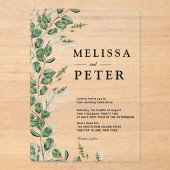 Invitations En Acrylique Eucalyptus Mariage rustique (Recto)