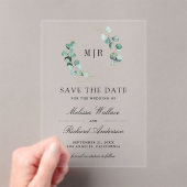 Invitations En Acrylique Eucalyptus Monogram Wedding Save the Date (In situ (ordinateur de poche))