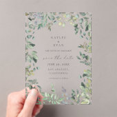 Invitations En Acrylique Eucalyptus rustique Enregistrer la date (In situ (ordinateur de poche))