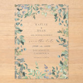 Invitations En Acrylique Eucalyptus rustique Enregistrer la date (Recto)