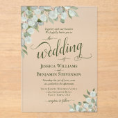Invitations En Acrylique Eucalyptus rustique et Mariage chic Boho vert (Recto)