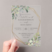 Invitations En Acrylique Eucalyptus rustique & Mariage de trame or (In situ (ordinateur de poche))