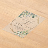 Invitations En Acrylique Eucalyptus rustique & Mariage de trame or (Poser)