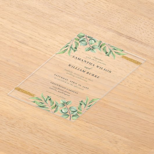 Invitations En Acrylique Eucalyptus rustique Verdure Mariage succulent (Poser)