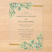 Invitations En Acrylique Eucalyptus rustique Verdure Mariage succulent (Recto)