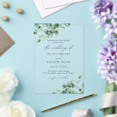Invitations En Acrylique Eucalyptus verdoyant en écriture blanche mariage (Insitu (Mariage))