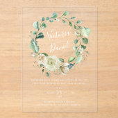 Invitations En Acrylique Eucalyptus Verdure Feuilles Élégant Mariage Floral (Recto)