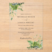 Invitations En Acrylique Eucalyptus Verdure Floral Mariage élégant (Recto)