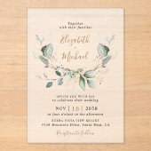 Invitations En Acrylique Eucalyptus Vert Aquarelle Mariage Frosted (Recto)