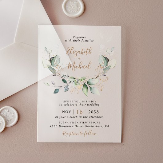Invitations En Acrylique Eucalyptus Vert Aquarelle Mariage Frosted