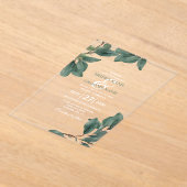 Invitations En Acrylique Eucalyptus Vert clair Mariage transparent (Poser)