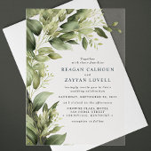 Invitations En Acrylique Eucalyptus Vert Feuille Mariage moderne