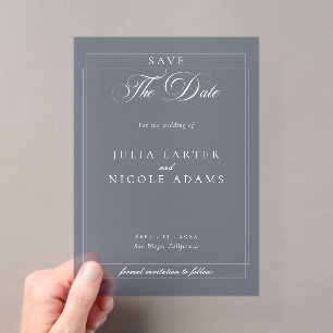Invitations En Acrylique Événement classique bleu calligraphie mariage à re