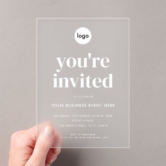 Invitations En Acrylique Événement commercial minimaliste moderne (In situ (ordinateur de poche))
