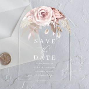 Invitations En Acrylique Événement Divine Blush Floral Mariage à Sauvegarde