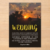 Invitations En Acrylique Evening Sunset Scene, Rustic Wedding (Recto)