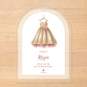 Invitations En Acrylique Exquisite Lovely Flower Girl Dress in Pink & Gold (Recto)