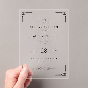 Invitations En Acrylique Faire carte d'invitation de mariage à motifs géomé
