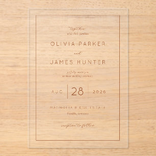 Invitations En Acrylique Faire Carton d'Invitation de Mariage Minimaliste a