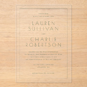 Invitations En Acrylique Faire Carton d'Invitation de Mariage Minimaliste C