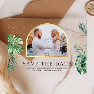 Invitations En Acrylique Faire part de mariage avec photo de palmier Monste