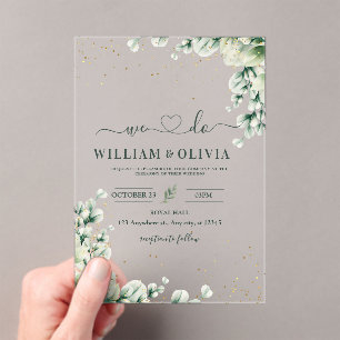 Invitations En Acrylique Faire part de mariage floral Eucalyptus verdure 