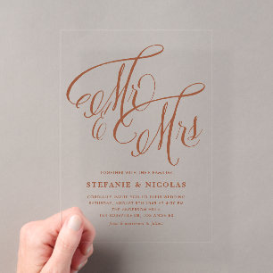 Invitations En Acrylique Fairepart de mariage en terre cuite avec calligrap
