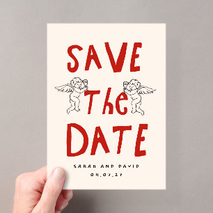 Invitations En Acrylique Faireparts Enregistrer la date d'invitation de gri