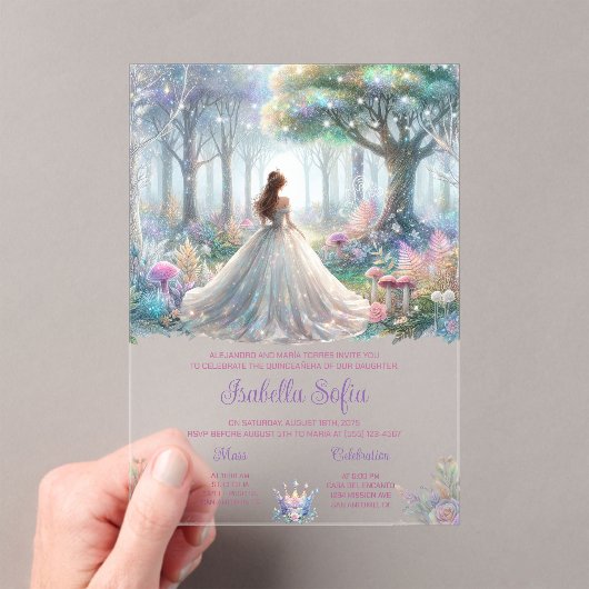 Invitations En Acrylique Fairytale Forest Quinceañera (In situ (ordinateur de poche))