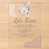 Invitations En Acrylique Faisons la Disco Rétro Groovy Fête d'anniversaire (Recto)