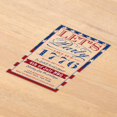Invitations En Acrylique Faisons la fête comme en 1776 | 4 JUILLET (Poser)